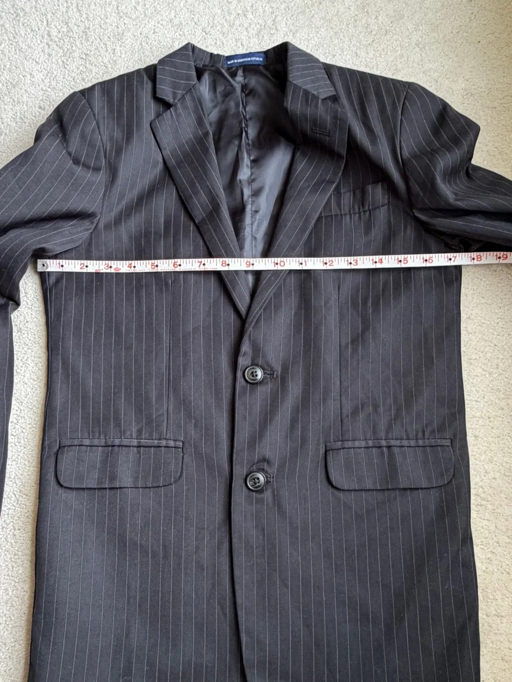 Chaps 2 piece Black Pinstripe Suit jacket coat pants Boys Size 14